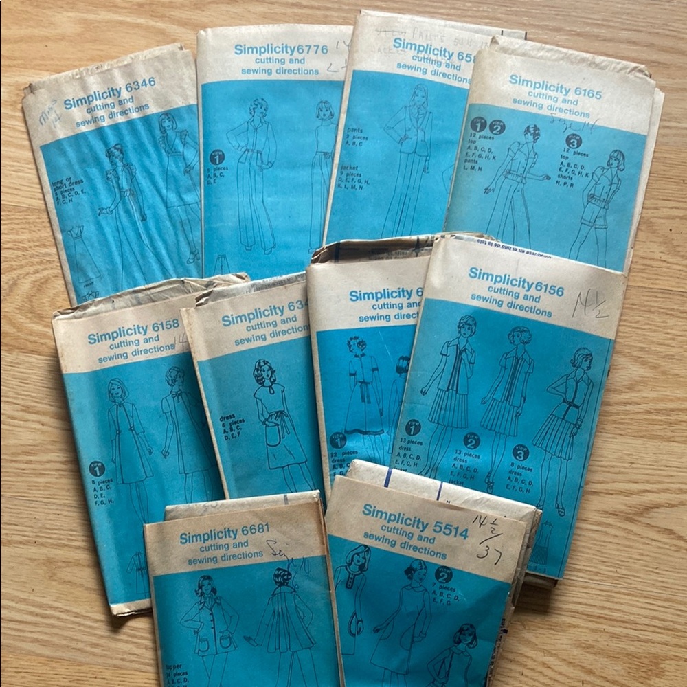 Simplicity Vintage Sewing Patterns - Blue Covers